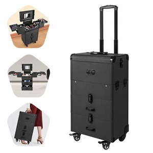 Astuccio Trolley Organizzatore Cosmetico Rettangolare Rotante Trucco Scatola Chiudibile - Foto 1 di 23