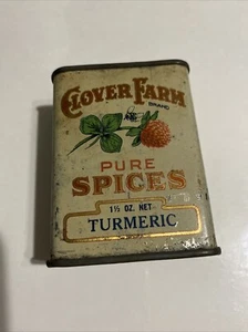 Vintage CLOVER FARM BRAND Pure Spices Tumeric In 1 1/2 Oz Tin - Picture 1 of 4