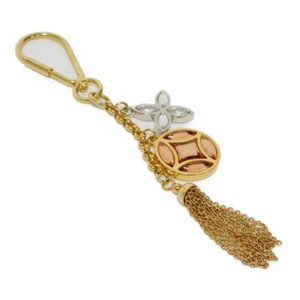 LOUIS VUITTON Portocle Ice Flower M66780 key ring Clear Fringe Gold Monogr... - Picture 1 of 12
