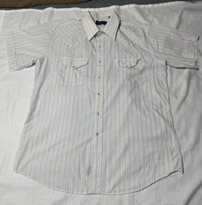 Panhandle Slim Western Short Sleeve Button Up Shirt Mens Size L 16.5/35 Large - Picture 1 of 8