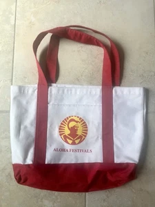 Bolso Barco Vintage Hawaiano Aloha Festivales 18 x 13" Lona Blanco y Rojo Usado - Imagen 1 de 5