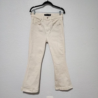 Veronica 胡须牛仔裤 Carson 踝部喇叭裤 29 码高腰奶油色女性 — 第 1/4 张图片