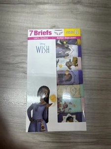 Disney Wish 7 Pack Girls Panties Briefs Tagless 100% Cotton Size 8 New - Picture 1 of 3