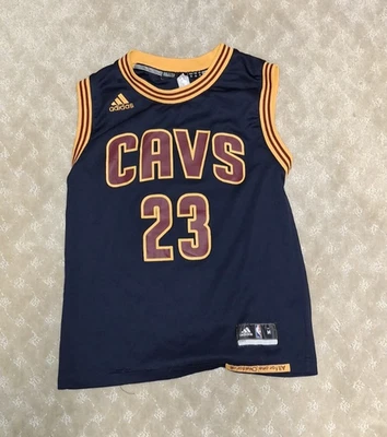 Adidas LeBron James Cavaliers Jersey Boys M Swingman NBA Navy Blue #23 - Image 1 of 4