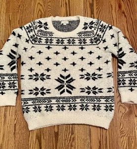 EUC Barefoot Dreams kuscheliger weicher Pullover Schneeflocke Fair Isle Rundhalsausschnitt Large - Bild 1 von 8