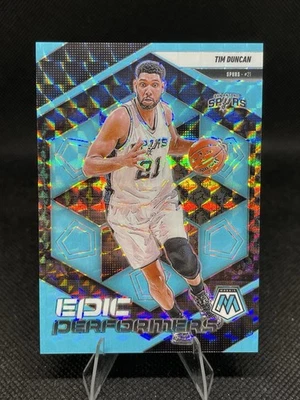 Mosaico Tim Duncan 2024-25/30 Epic Performers azul fluorescente Prizm #19 Spurs Foto 1 de 2