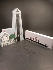 2-Cats Meow Wooden Shelf Sitters Lewes Ferry & Fenwickgreen Hill Light - Picture 1 of 20