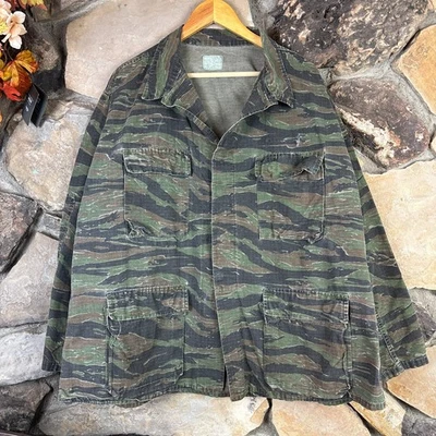 Vintage Military Jacket Mens Large Regular Tiger Stripe Camo TRU SPEC Sz XL - Image 1 of 4
