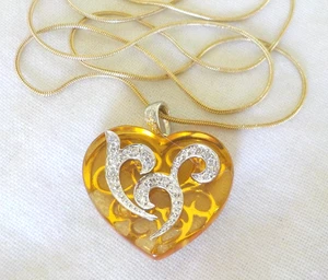 Collar de diamantes de cristal de Murano con corazón de oro amarillo de 14K - 6,15 gms, 18 pulgadas - Imagen 1 de 10