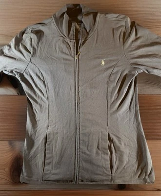 Chaqueta deportiva Ralph Lauren para mujer mediana topo/gris cremallera completa frontal pony clásico Foto 1 de 4