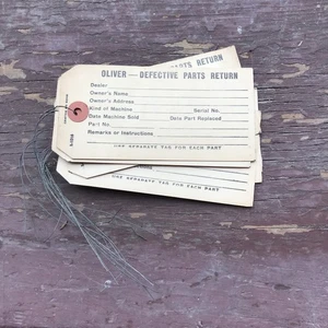 Vintage OEM Oliver Tractor Defective Parts Return Tags Lot Paper With Wire Rare - Picture 1 of 9