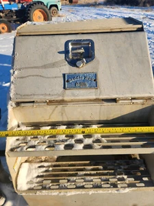 Merritt 24 Inch Aluminum Step Saddle Box W/ Diamond Plate Door - Picture 1 of 3