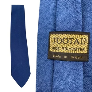 TOOTAL Vintage 60s Skinny Tie Blue Textured Mod Necktie 1960s - Imagen 1 de 4