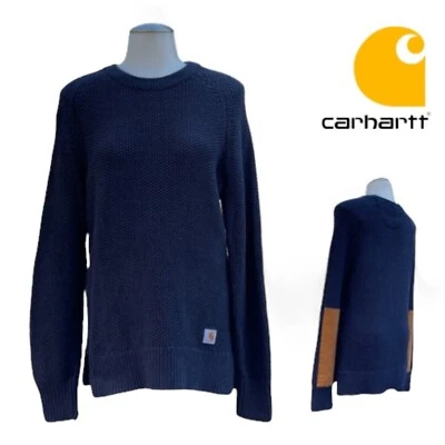 CARHARTT женщин S 4 6 вафли вязаный свитер ворота пуловер 103932 NVH темно-синий  - Изображение 1 из 4