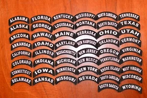 US States Location Rocker Iron-on Embroidered Patches Travel Trip Biker Jacket - Picture 1 of 6