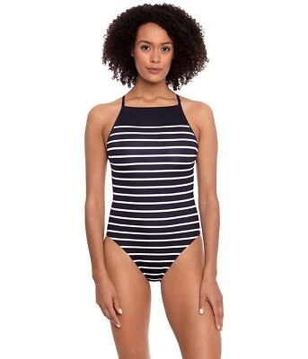 Lauren Ralph Lauren Women Underwire Striped One-Piece Swimsuit, 10 Black/White - Image 1 of 2