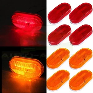 8x RED AMBER Trailer RV Light Clearance Lamp Side marker wRemovable Lens 4" 6LED - Picture 1 of 13