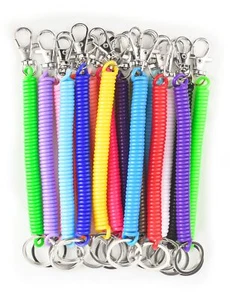 18 Pcs Retractable Spring Coil Keychain Anti Lost Stretch Cord w/ Lobster Clasp - Picture 1 of 6