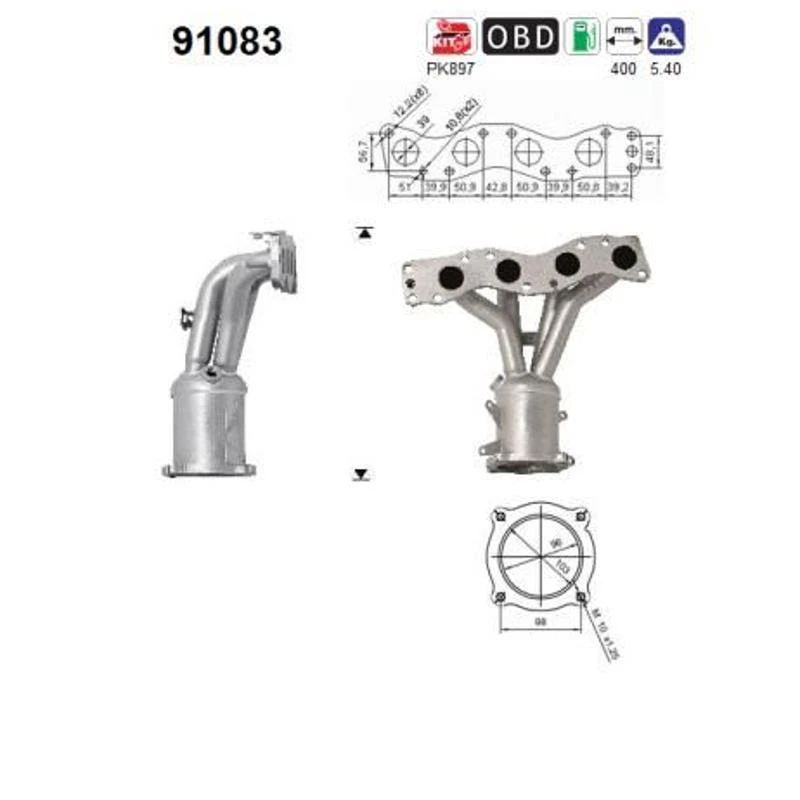 AS 91083 Catalytic Converter for Suzuki Swift III EZ MZ - Image 1 of 1
