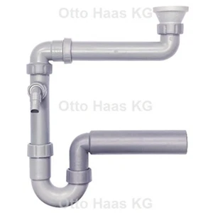 HAAS IKEA Spülen-Ablaufadapter 11/2" mit Raumsparsiphon DN50, grau 2064 - Bild 1 von 1