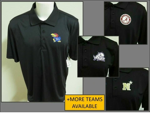 New Sz S-3XL Black Solid Ncaa Mens Polyester #66Q Golf Polo Shirt Cover
