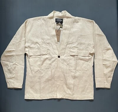 FRIZMWORKS Linen Denim Trucker Duramagi Jacket | Natural Ecru | Large | BNWT - Image 1 of 4