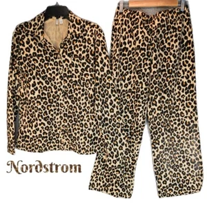Nordstrom Damen Schlafanzug Langarm Oberteil & Hose Set Gr. S Animal Print Baumwolle - Bild 1 von 13