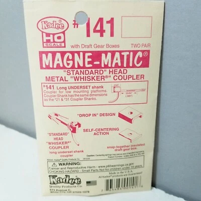Kadee 141 Long Underset Shank Mtl Whisker Couplers 2 pr HO Scale 242 Draft Gear - Image 1 of 2