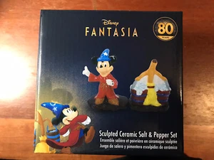 Disney Fantasia Sorcerer Mickey Mouse & Magic Broom Salt & Pepper Shaker Set NEW - Picture 1 of 11