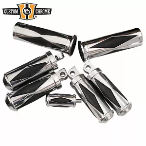 Chrome Spur Foot Pegs Hand Grips Set Fit For Harley Softail Dyna Sportster XL - Picture 1 of 6