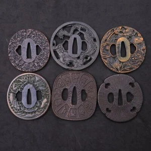 0919a Vintage Tsuba Japanese Samurai Sword Guard Lot of 6 - Picture 1 of 19