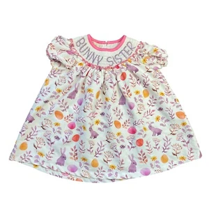 Marie Nicole Clothing Smocked Bunny Sister Bishop Dress Girls Small Easter Pink - Picture 1 of 12