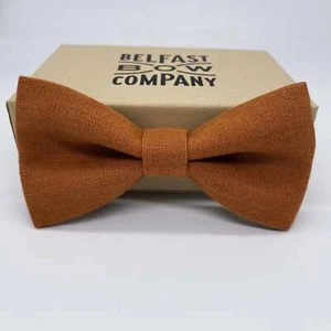 Classic Irish Linen Pre-tied Bow Tie, Orange - Picture 1 of 2