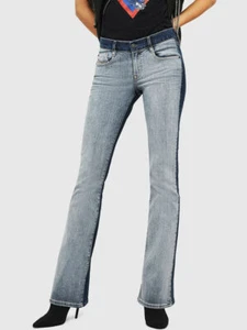 $228 NWT DIESEL Sz25X34 D-EBBEY-SP LOW RISE BOOTCUT STRETCH JEANS 069GR WASH - Picture 1 of 12