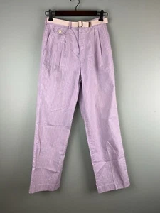 Vintage Dickies Girls Size 9/10 Juniors Stripe Straight Leg Pants Belted Purple - Picture 1 of 5