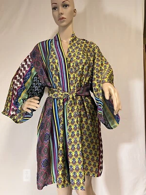 Bata para mujer Josie Natori, multicolor, a rayas manga larga, talla S Foto 1 de 4