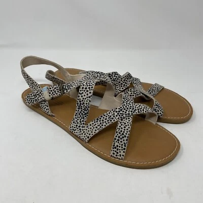 TOMS Women's SICILY Sandals Macadmia Mini Cheetah Print Suede Size 11M Spotted - Image 1 of 4