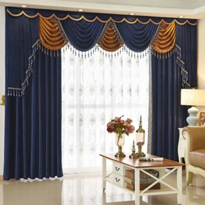 high class European thicken solid blue Italy velvet blackout curtain E919* - Picture 1 of 12