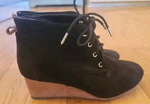 NEW! Women's Size 6M Dr. Scholl's Black Suede Wedge Boots - Picture 1 of 5