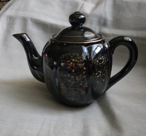 1940's Vintage Japanese Style Moriage Redware Hand Painted Pottery Teapot - Picture 1 of 12