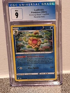 Pokémon TCG Ludicolo Evolving Skies 034/203 Reverse Holo Rare CGC 9 - Picture 1 of 4