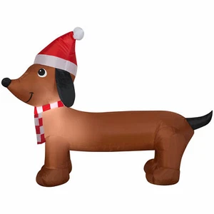 Darling Dachshund Dog Christmas Inflatable Airblown Gemmy Holiday Time 4 ft RARE - Picture 1 of 4
