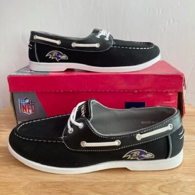 BALTIMORE RAVENS Black/White FOCO Official NFL "Boat Shoes" (Men's Size 8) - Image 1 of 4