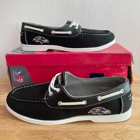 BALTIMORE RAVENS Black/White FOCO Official NFL "Boat Shoes" (Men's Size 11) Cover