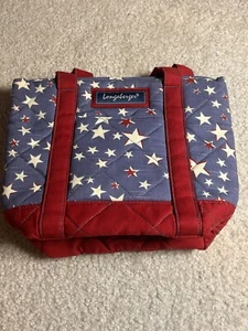 Longaberger Quilted Tote Purse Red White Blue Stars Americana Patriotic New - Picture 1 of 4