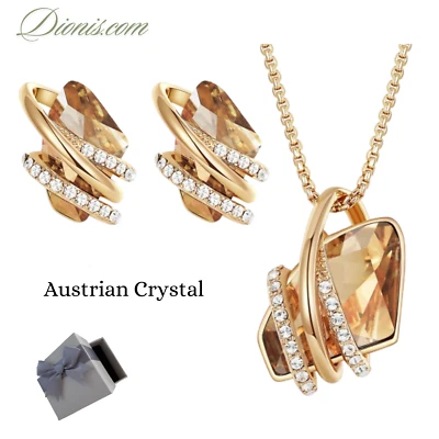 Luxus Schmuckset 750er Gold 18K Vergoldet Kristallen Zirkonia Damen Geschenk NEU - Bild 1 von 4