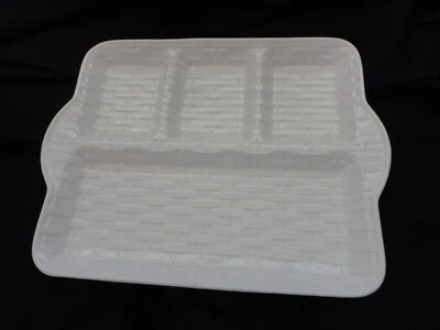 Bandeja para servir cesta de porcelana blanca patrón tejido 4 secciones Foto 1 de 2