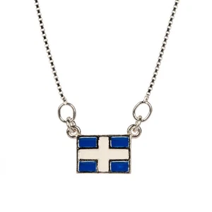 Greek Flag Pendant 925 Sterling Silver Necklace 0.31x0.47inches(0.8x1.2cm) 2.15g - Picture 1 of 1