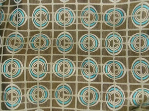 Mid Century Stil Retro Kreis Muster Polsterstoff Braun Türkis Meterware - Bild 1 von 3