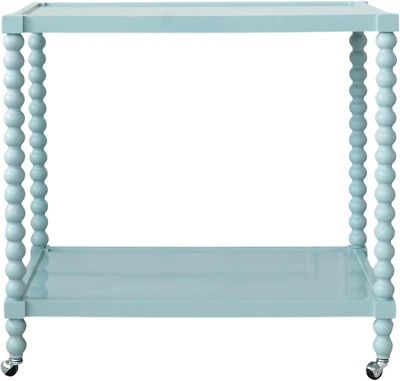 Carro de barras Rubberwood de 2 niveles con ruedas, azul Foto 1 de 4